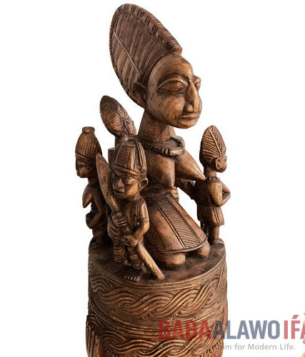 Large Handmade Ajere Ifa – Traditional Yoruba Ifa Divination Bowl (5ft Height, 16in Diameter)