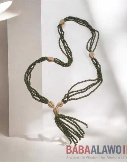 Ifa Necklace with Cowrie Shells – Traditional Ifá Beads for Spiritual Protection & Yoruba Heritage